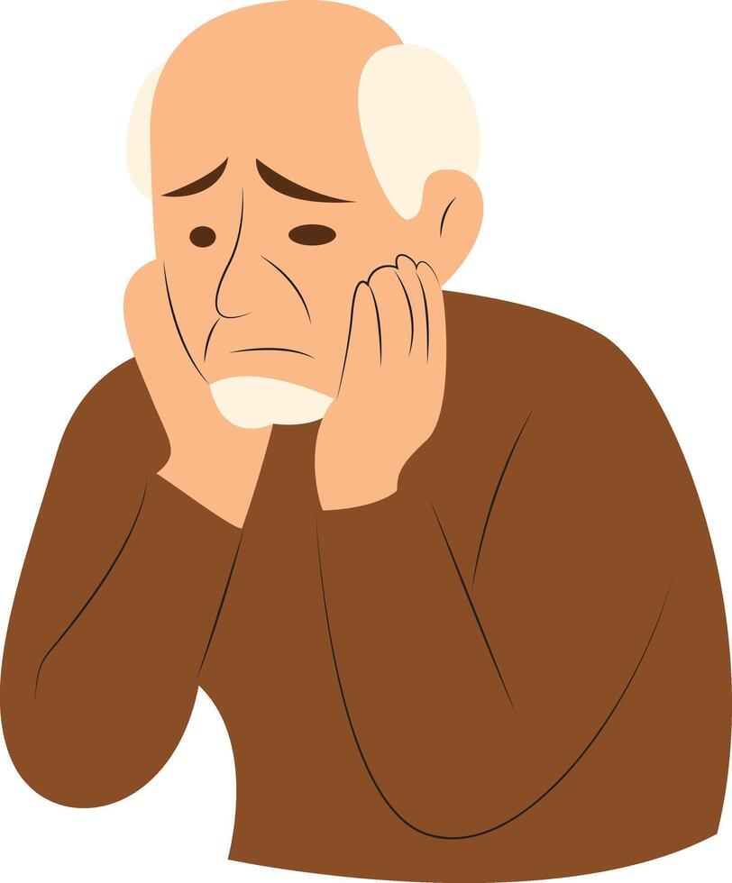 Sad Elderly Man Cartoon Illustration vector