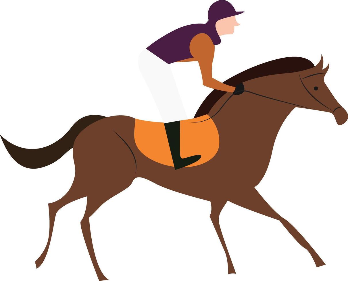 Jockey Riding Brown Horse Race Illustration vector