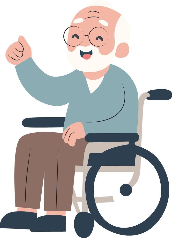 Happy Elderly Man Wheelchair Thumbs Up vector