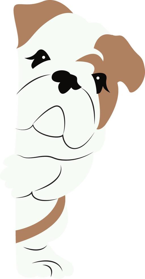 Bulldog Peeking Around Corner Cartoon vector