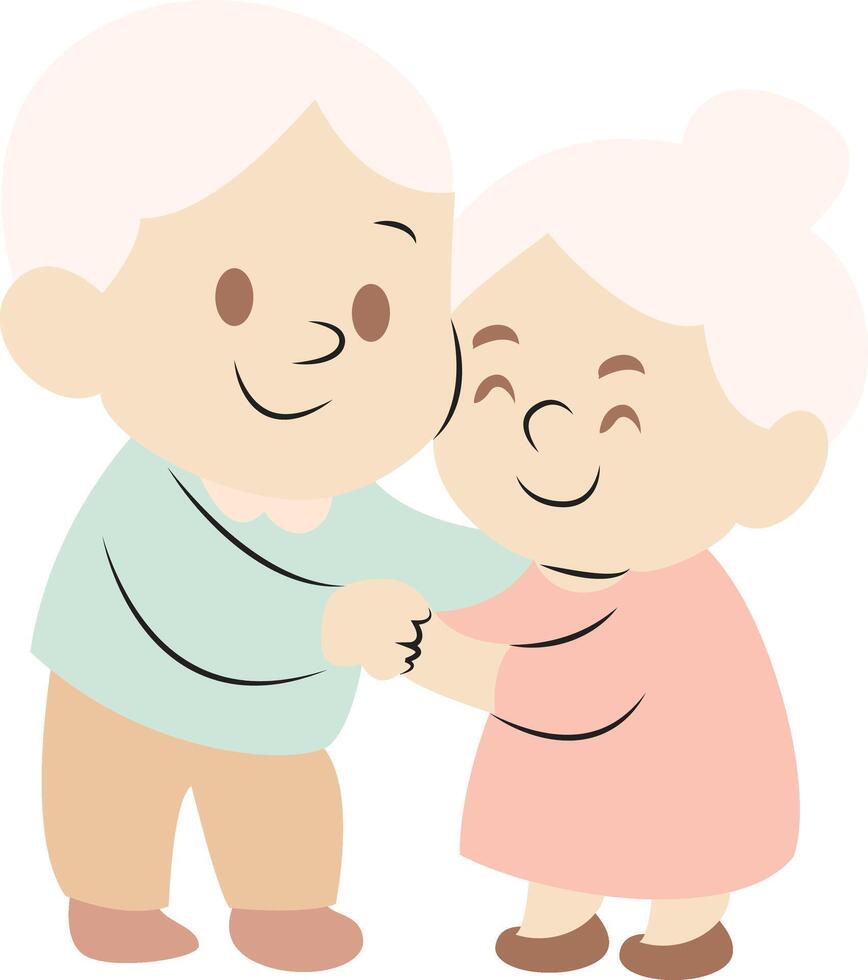 Happy Elderly Couple Holding Hands Illustration vector