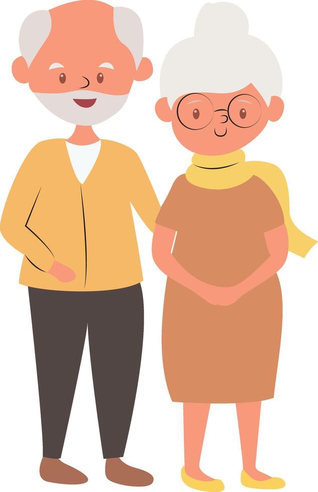 Happy Elderly Couple Cartoon Illustration vector