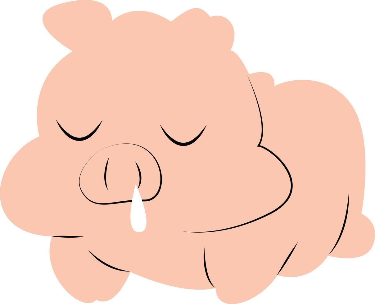 Cute Cartoon Piglet Sleeping Dripping vector
