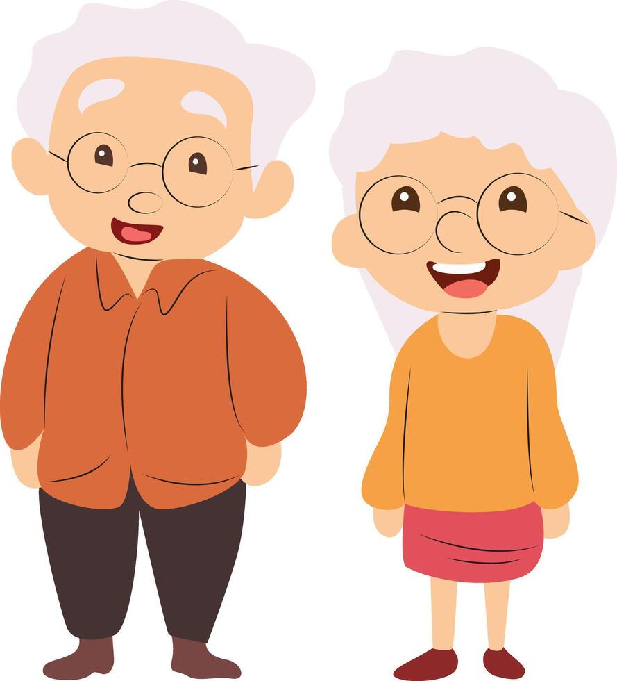 Happy Senior Couple Cartoon Illustration vector