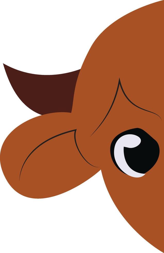Half-Shown Cartoon Cow Face Design Peeking vector