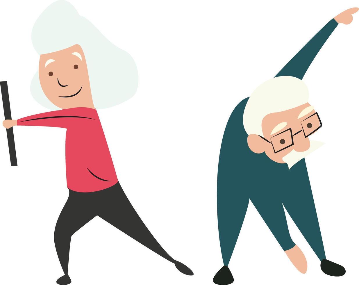 Senior Couple Daily Exercise Routine vector