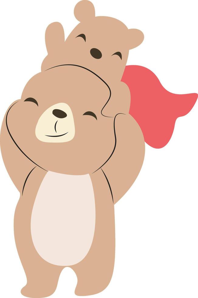 Father day, Cute Bear Superhero Piggyback Ride vector