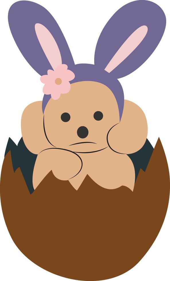 Easter Bunny Doggie Egg Graphic Peeking vector