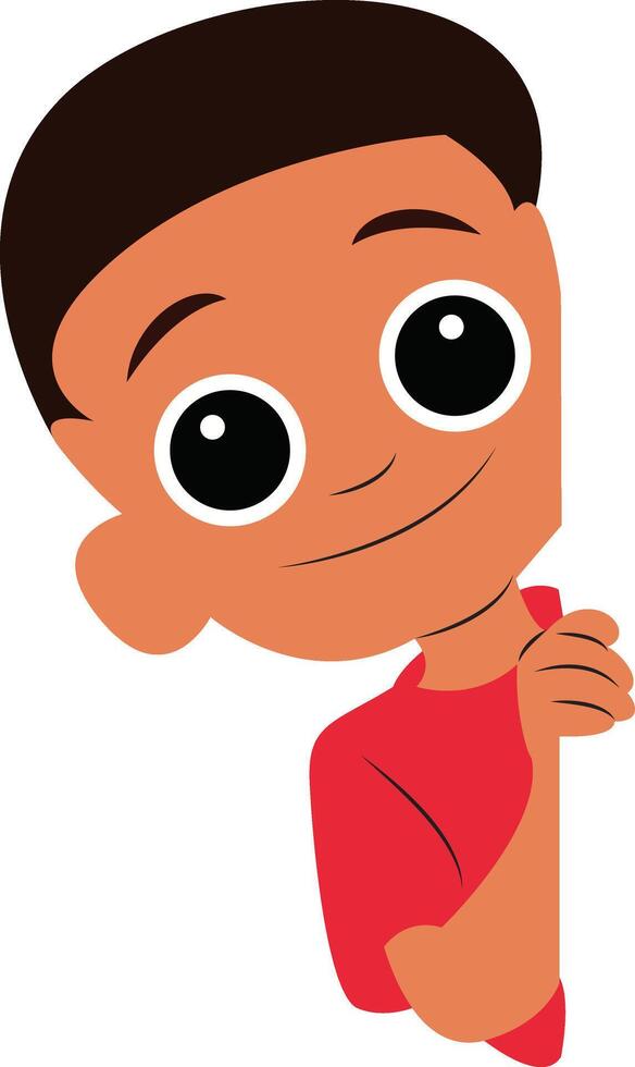 Cute Boy Peeking Cartoon Illustration vector