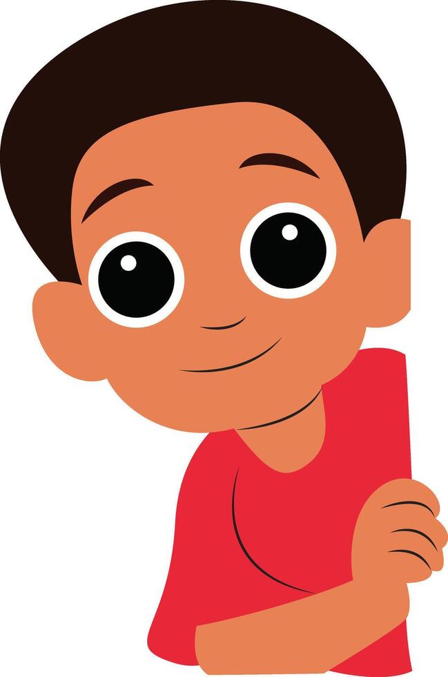 Cute Boy Cartoon Red Shirt Portrait vector