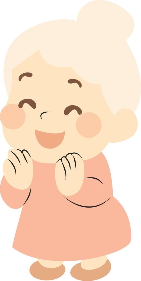 Happy Elderly Woman Clapping Cartoon vector