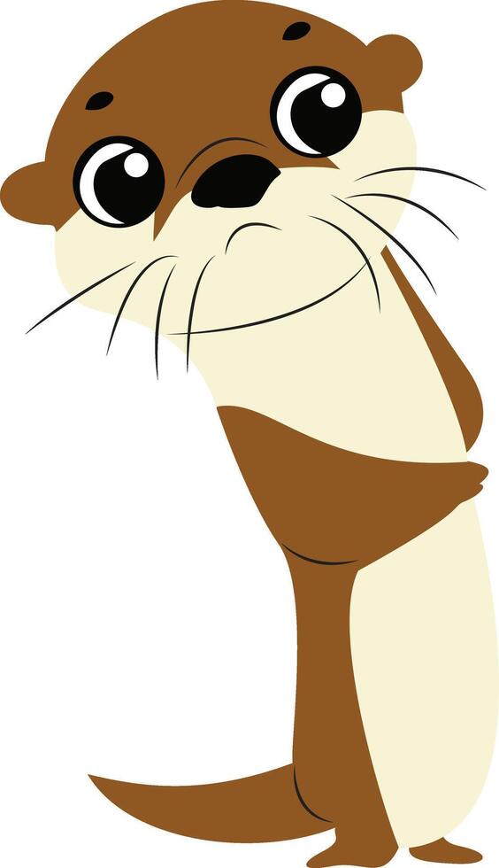 Cute Cartoon Otter Illustration Design Peeking vector