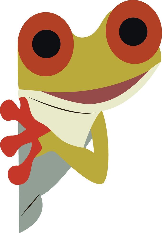 Red-Eyed Tree Frog Peeking Cartoon vector