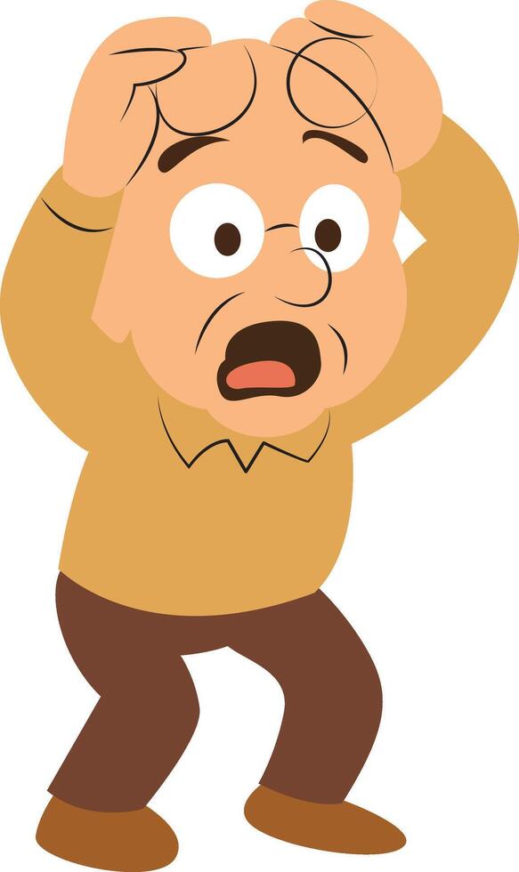 Elderly Man Cartoon Stressed Out vector