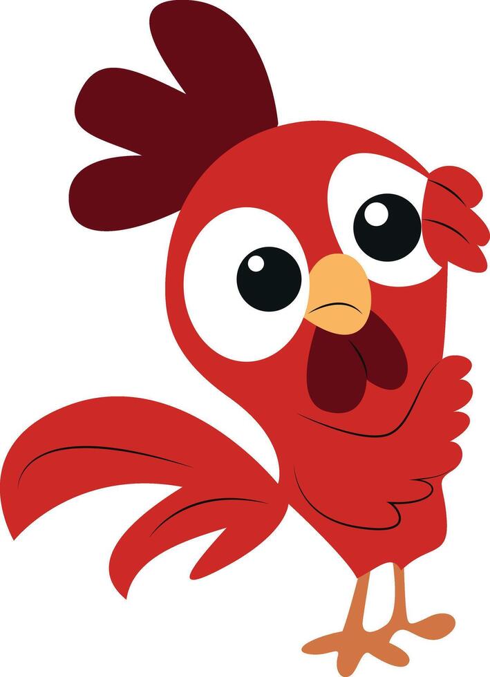Cute Red Rooster Cartoon Character Peeking vector