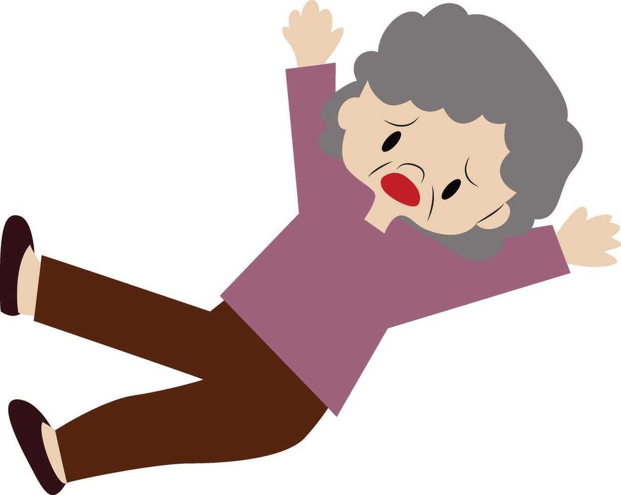 Elderly Woman Falling Down Illustration vector