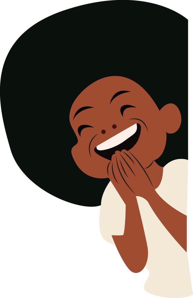 Happy Black Child Hiding Laughter vector