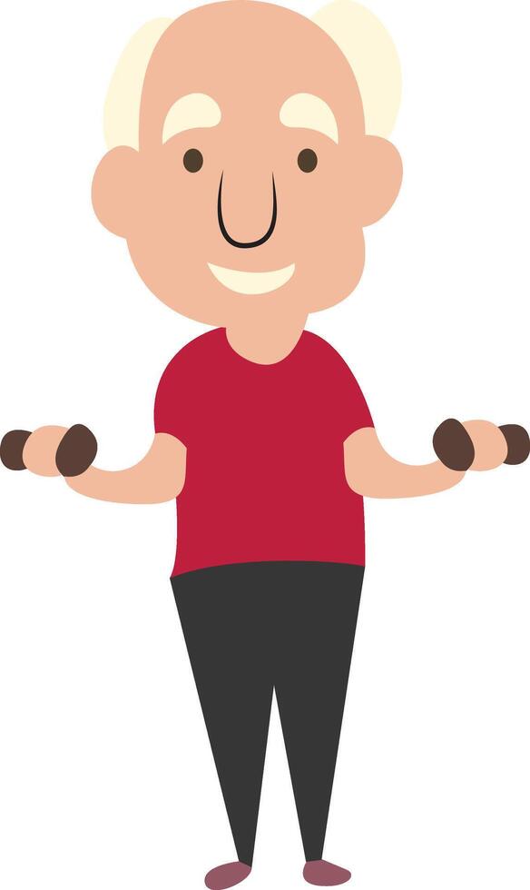Elderly Man Lifting Light Weights Exercise vector