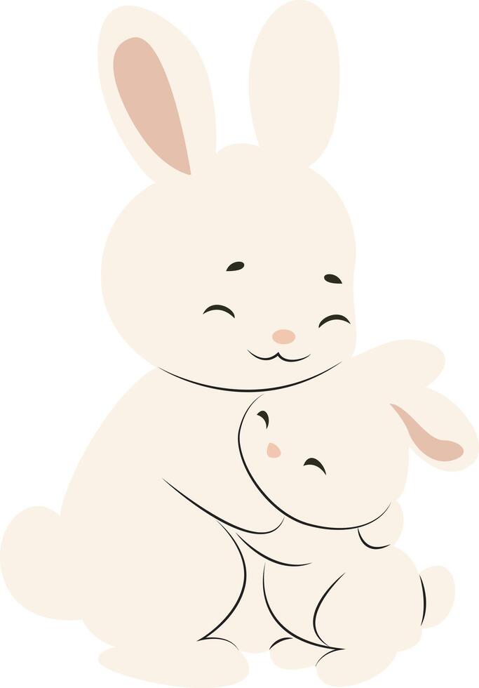 Mother Rabbit Hugging Baby Bunny vector