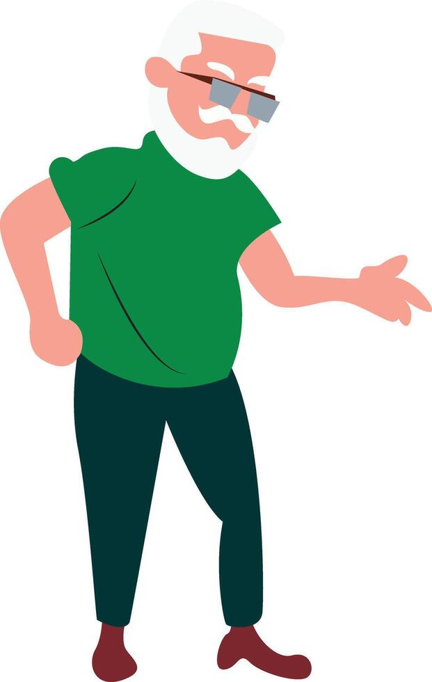 Elderly Man Gesturing Green Shirt vector