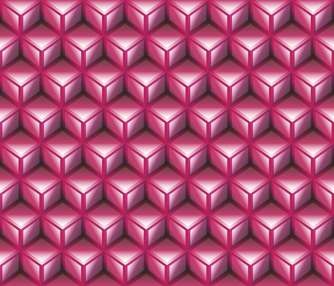 Pink geometrical cubes seamless pattern vector