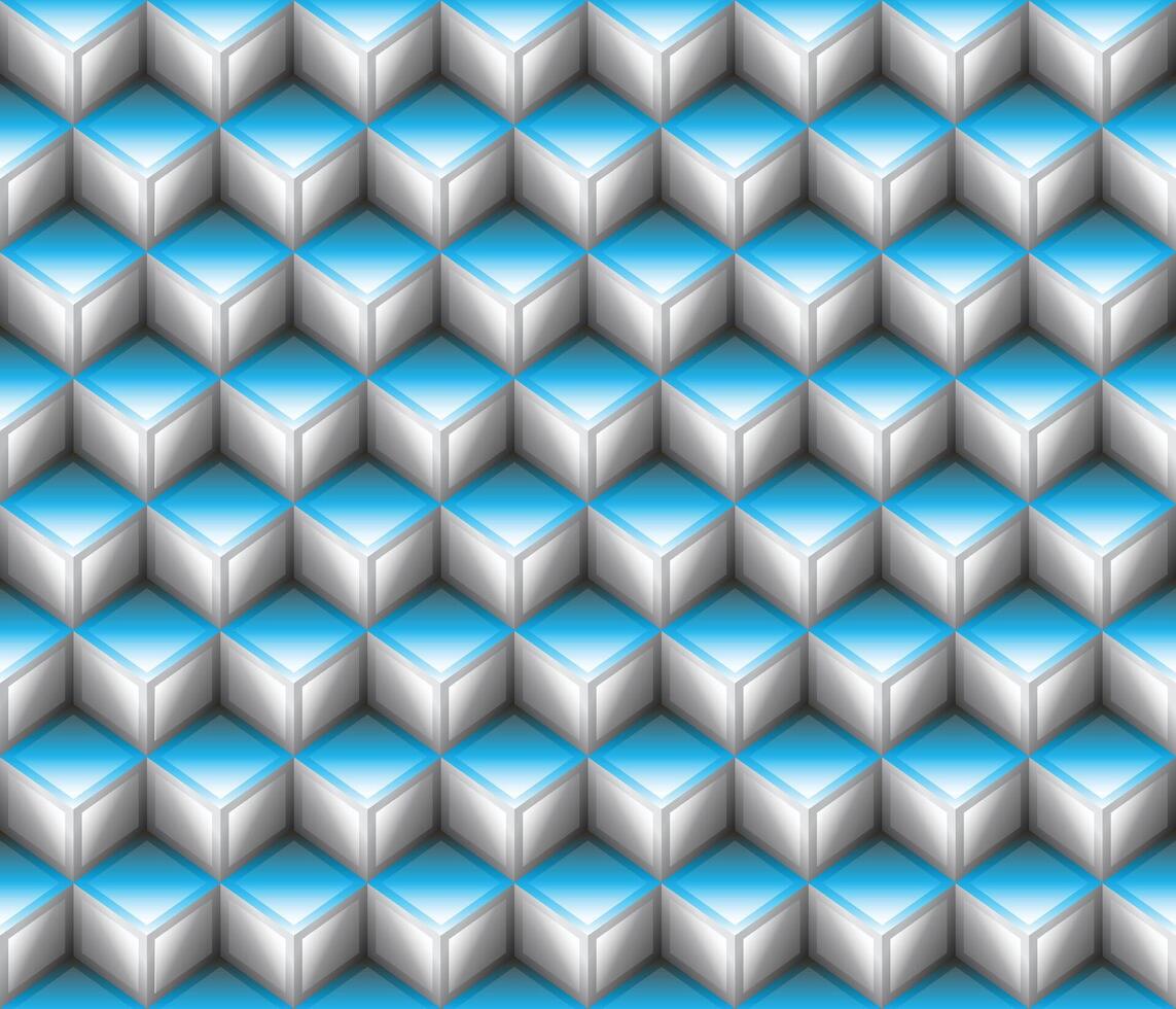 Grey neon blue geometrical cubes seamless pattern vector