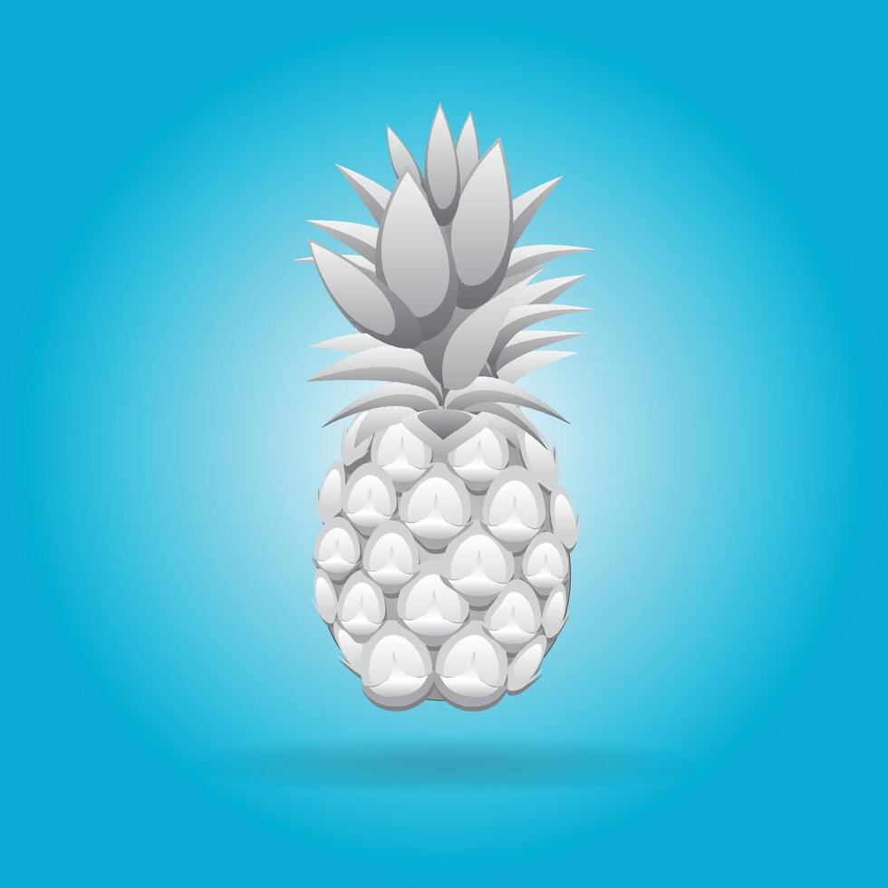 Grey colour pineapple fruit, abstract seamless pattern on blue gradient background vector