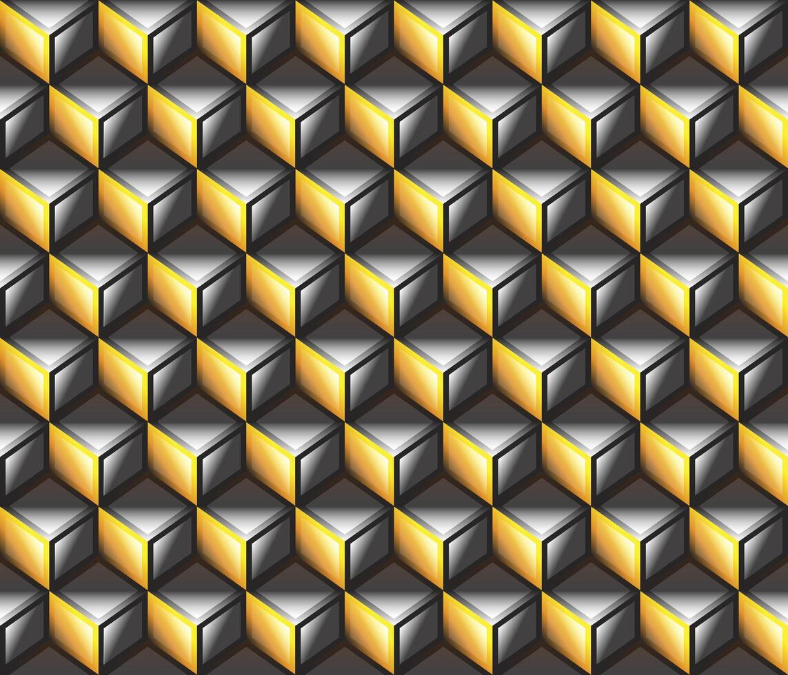 yellow orange black geometrical cubes seamless pattern vector