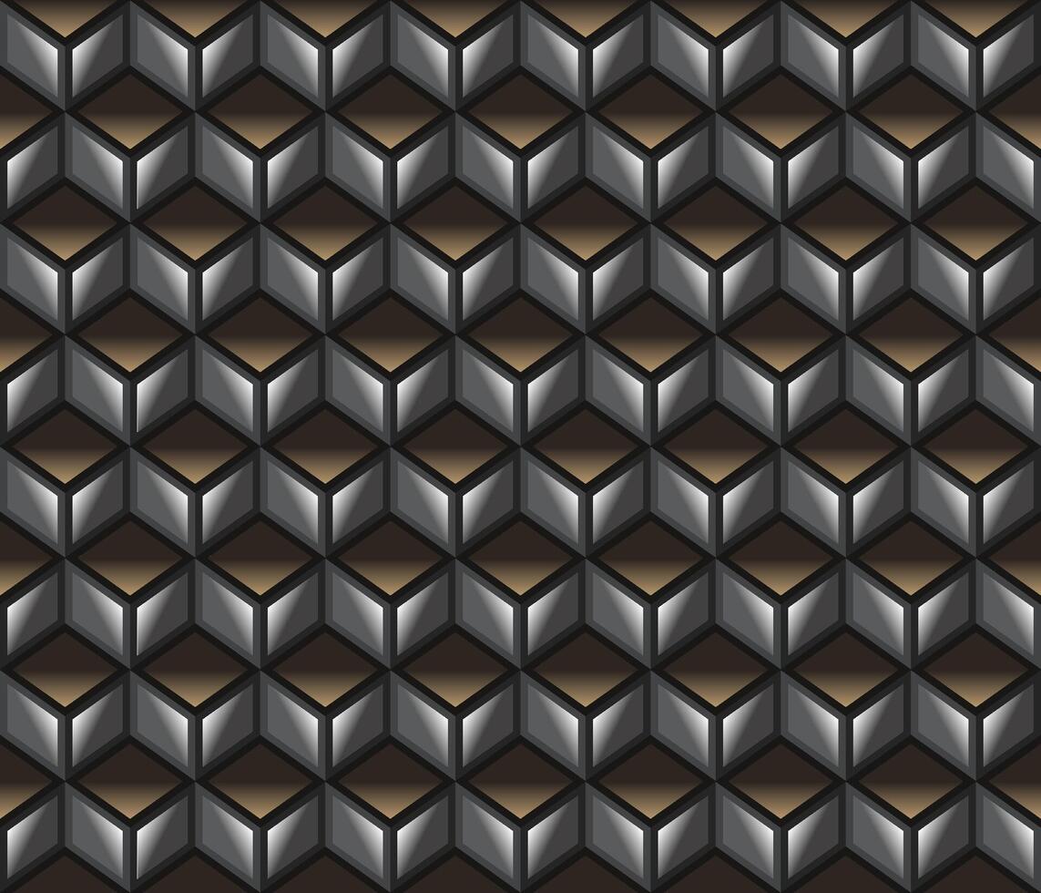 Brown geometrical cubes seamless pattern vector