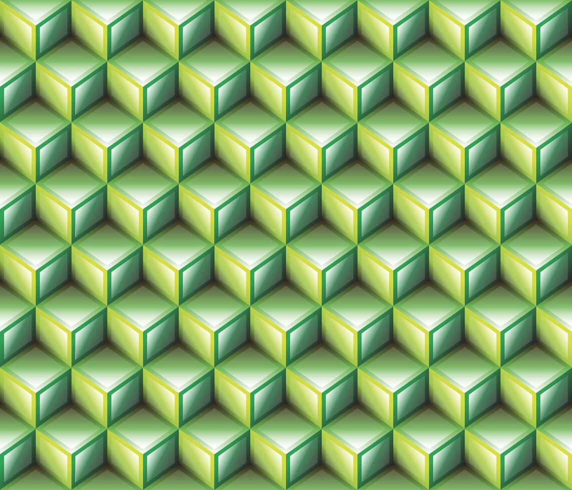 Green geometrical cubes seamless pattern vector