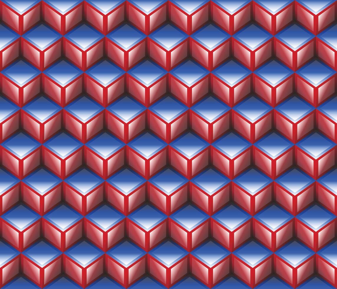 Red blue geometrical cubes seamless pattern vector