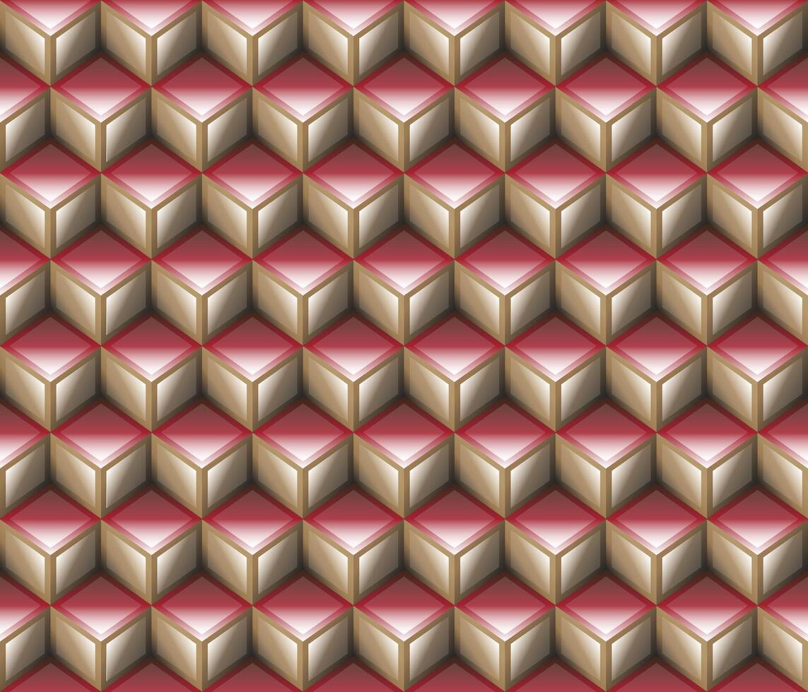Brown red geometrical cubes seamless pattern vector