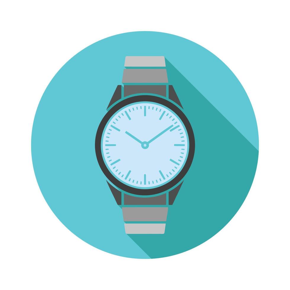 Wristwatch Flat Icon Isolated on Aqua Circle Background Timepiece Wrist Time Style vector