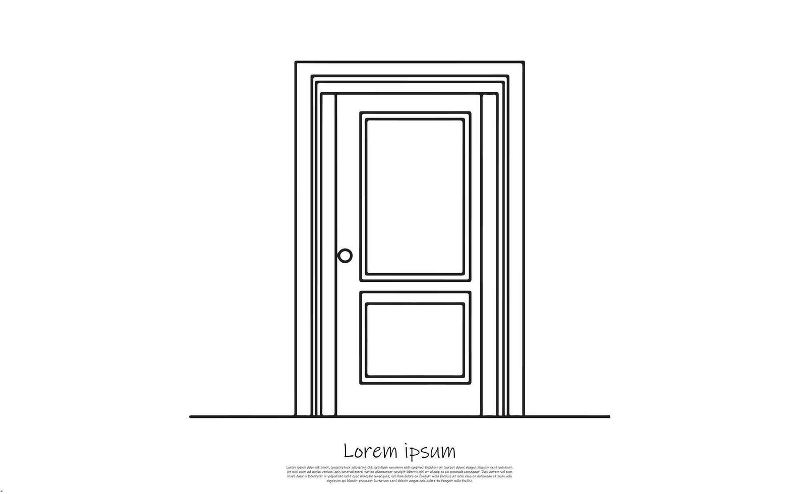 Outline Black Door Isolated on White Background Minimalist Style Design vector