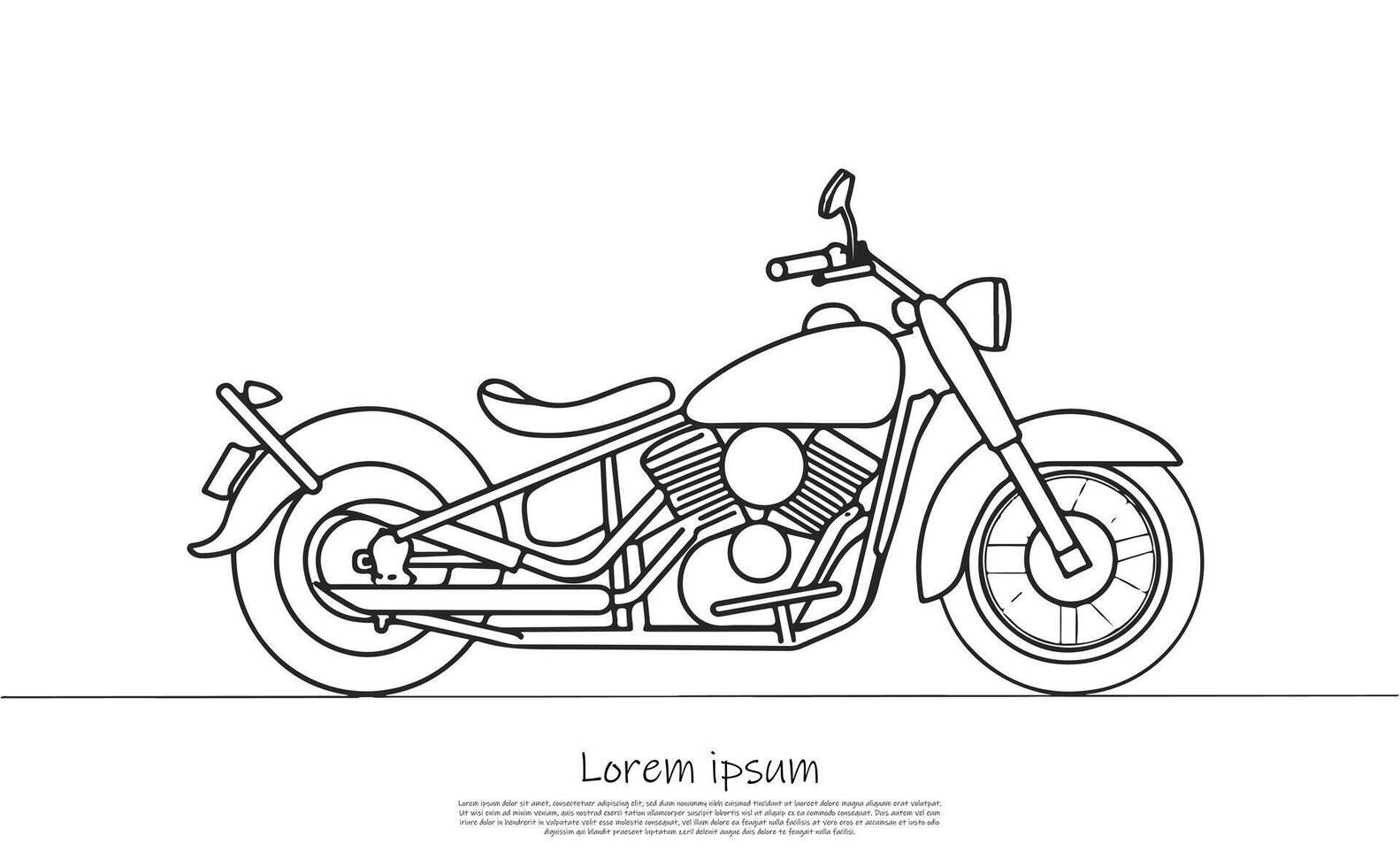 Motorcycle Contour Line Art Black on White Background Minimalist Retro Design vector