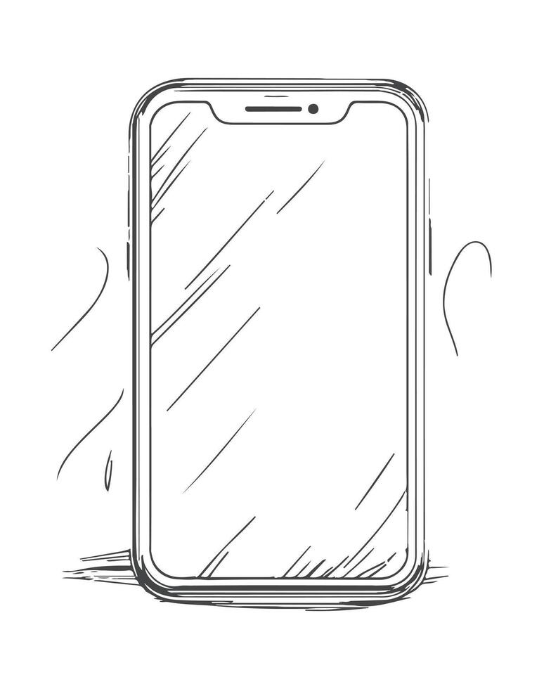 A drawing of a smartphone with a screen vector