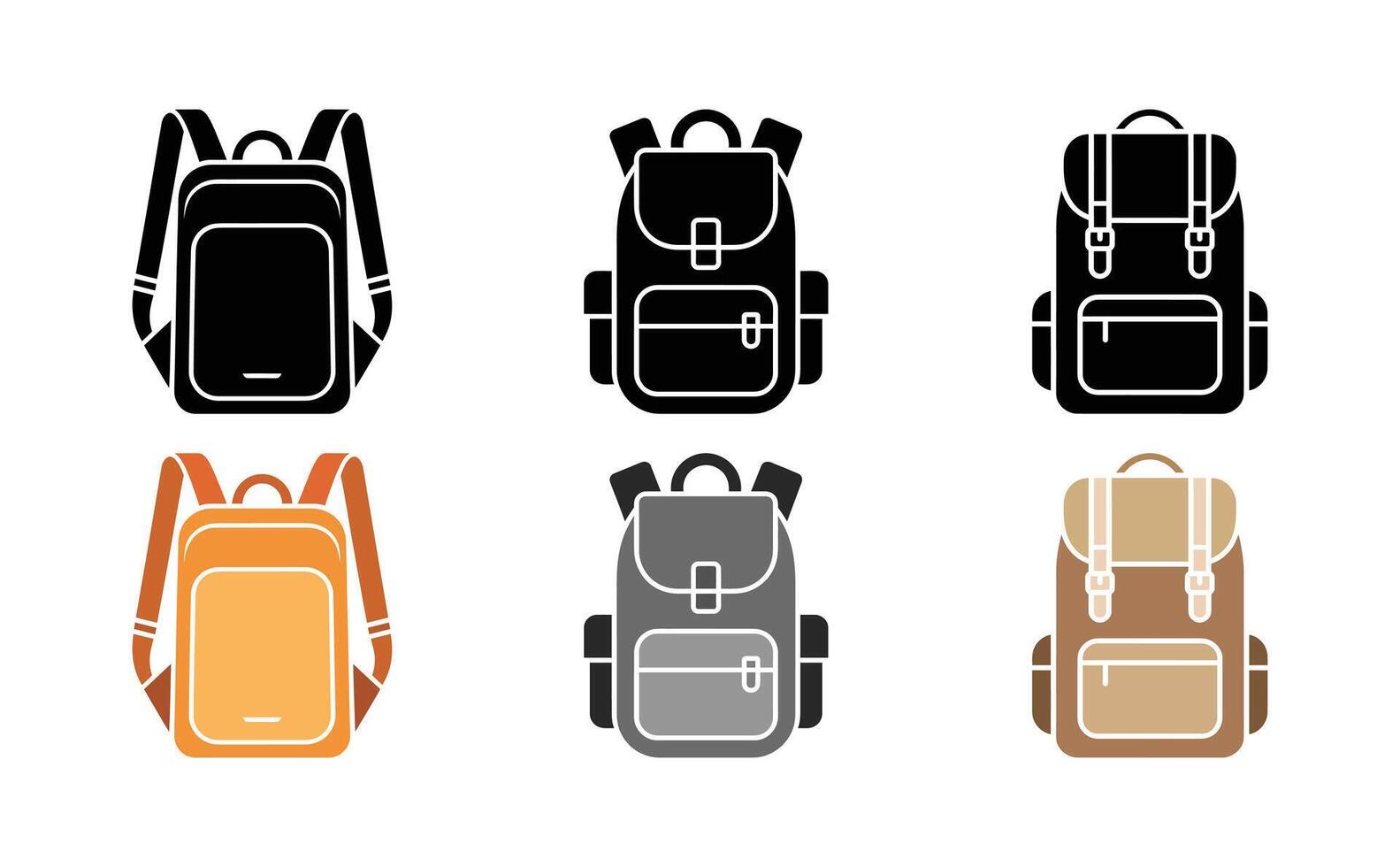 Backpacks Isolated on White Different Colors Design Element vector
