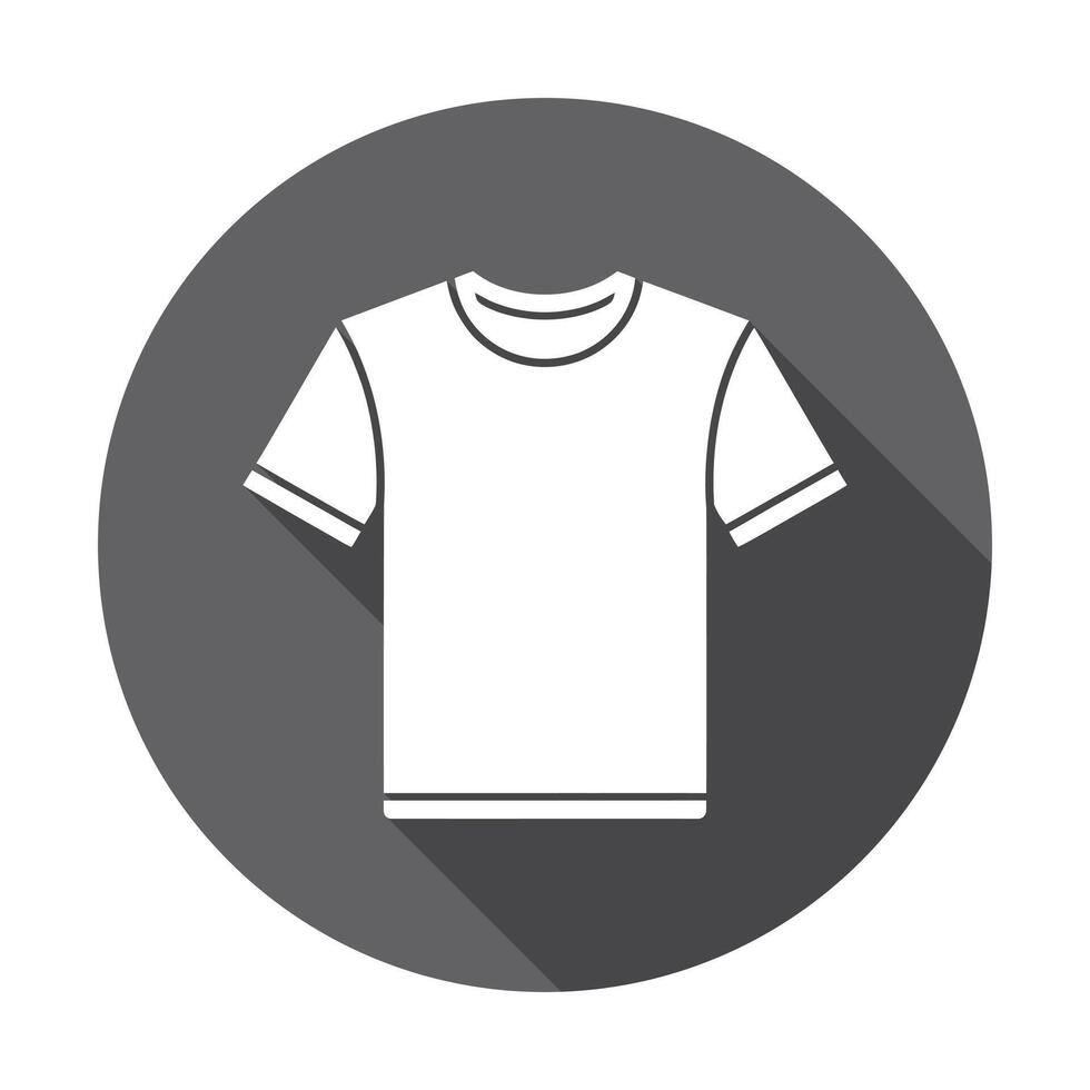 Isolated White TShirt on Gray Circle With Shadow, Apparel, Clothing, Flat Design vector