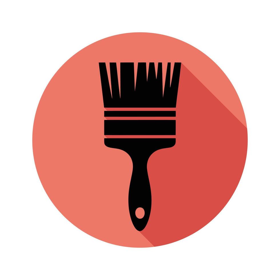 Black Paintbrush On Salmon Circle Background, Minimalist Style Icon vector