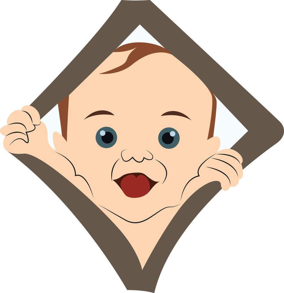 Happy Baby Peeking Diamond Frame vector