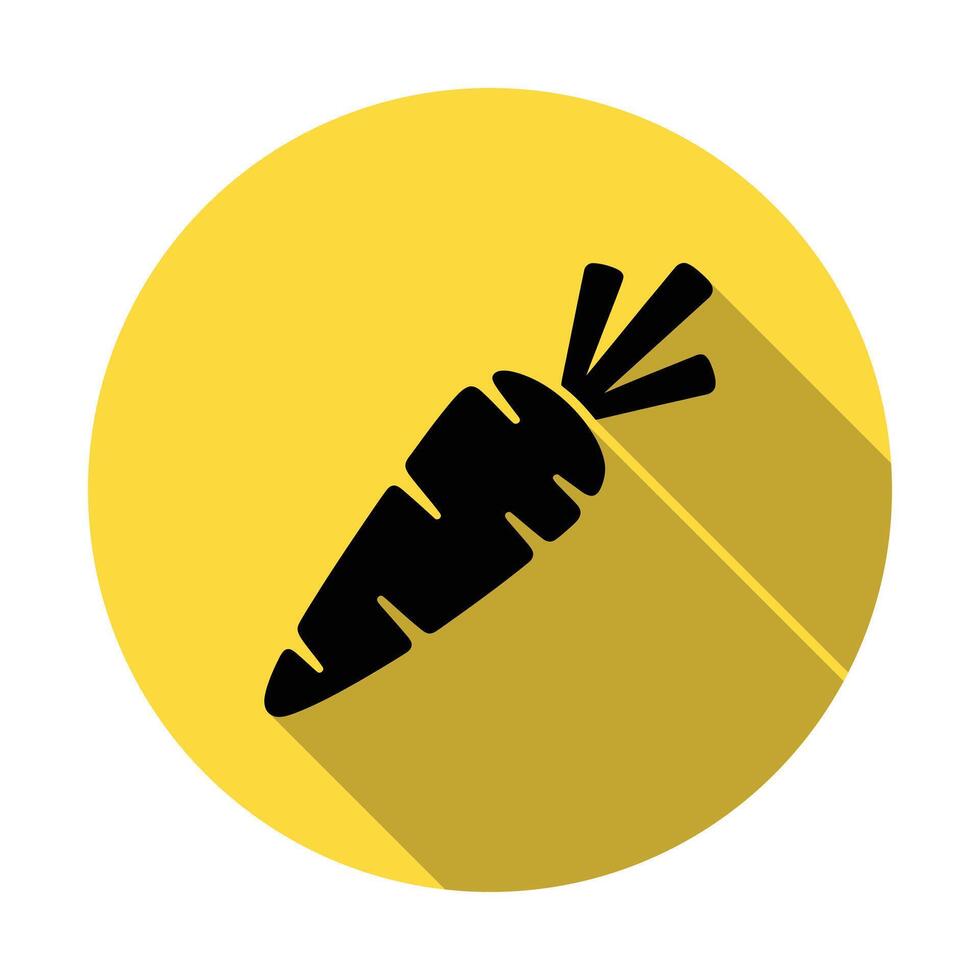 Isolated Black Carrot Silhouette Flat Design on a Round Yellow Background vector