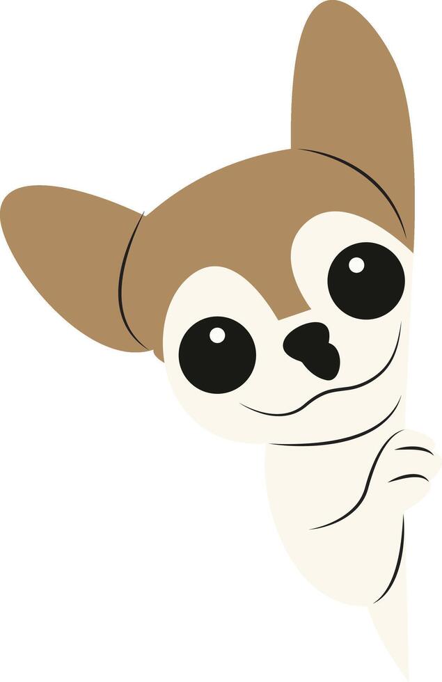 Cute Chihuahua Peeking Corner Cartoon vector