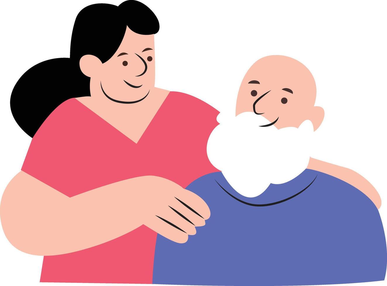 Woman Supporting Elderly Man Illustration vector