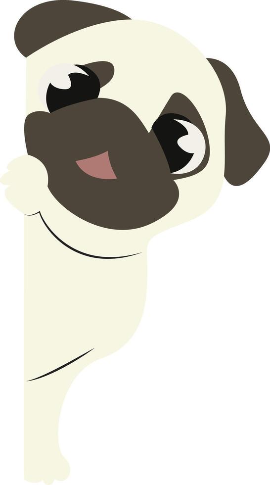 Adorable Pug Peeking Corner Illustration vector