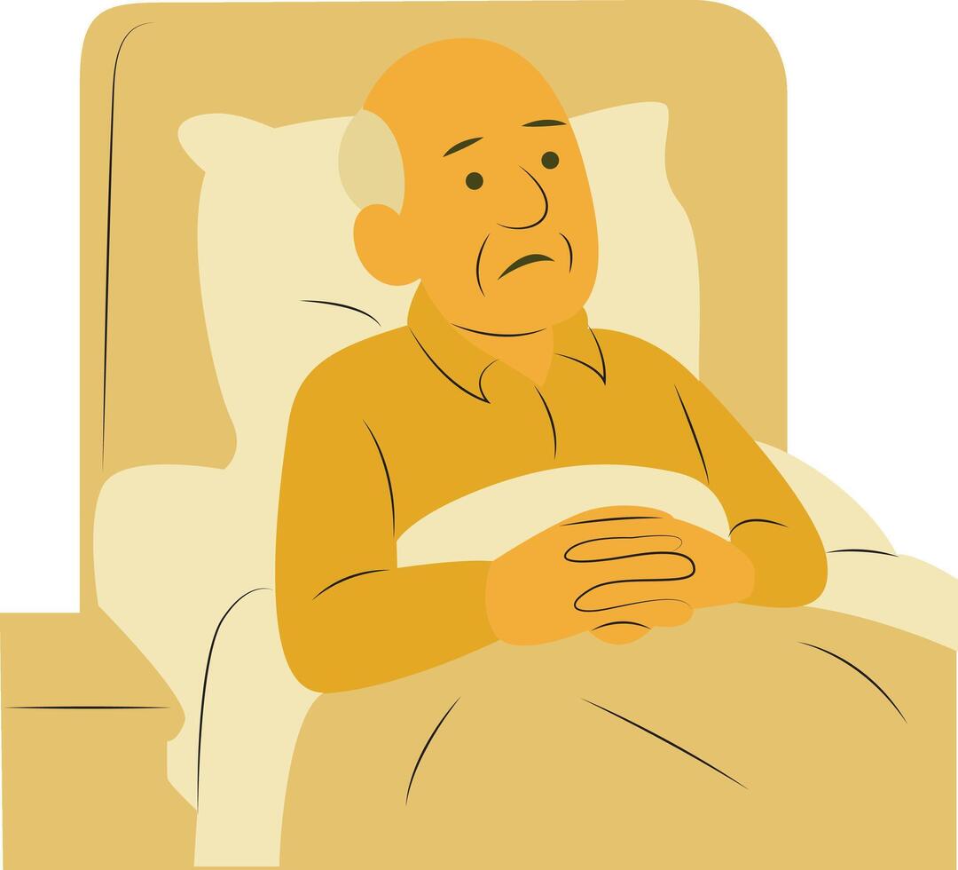 Elderly Man Resting Hospital Bed vector