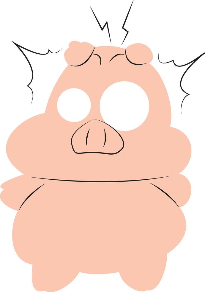 Surprised Cartoon Pig Illustration Art vector