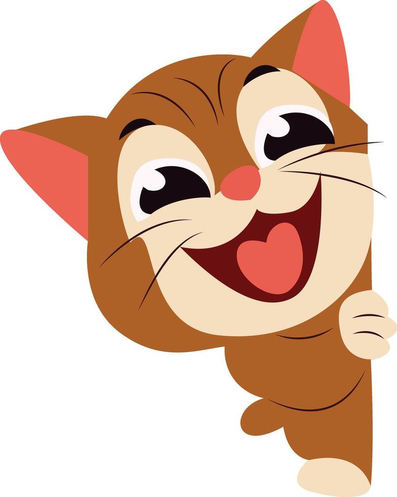Happy Cartoon Cat Peeking Corner vector