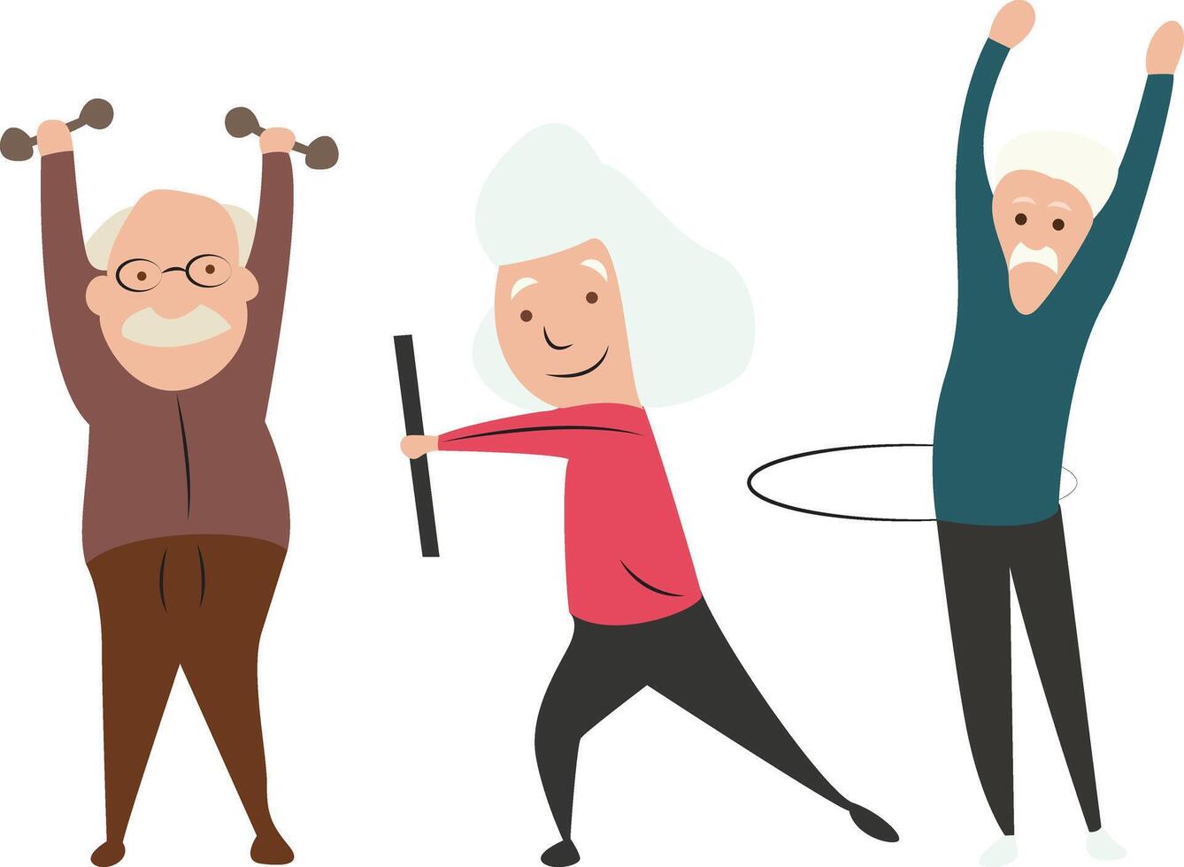 Cartoon Senior Citizens Active Fitness Exercise vector