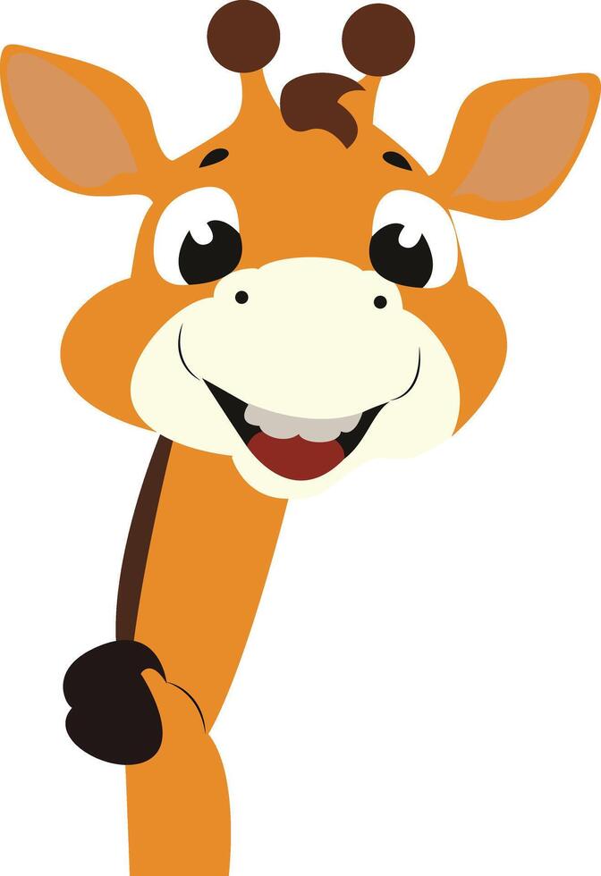 Happy Cartoon Giraffe Face Closeup Peeking vector