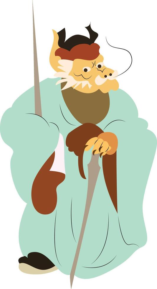 Dragon-Headed Deity, Ancient Chinese Art vector